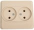 Двухместная розетка Systeme Electric СП Этюд 16А IP20 без заземления, кремовый PC16-005K 1