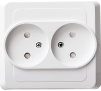 Двухместная розетка Systeme Electric СП Этюд 16А IP20 защ. шторки, без заземления, белая PC16-006B