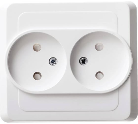 Двухместная розетка Systeme Electric СП Этюд 16А IP20 защ. шторки, без заземления, белая PC16-006B