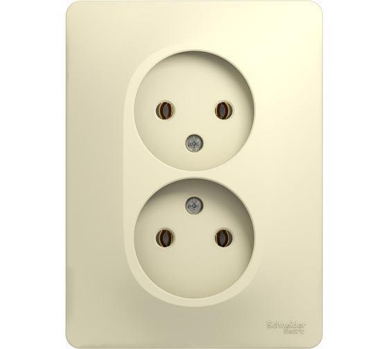 Двухместная розетка Systeme Electric СП Glossa 16А IP20 без заземления, бежевая GSL000220