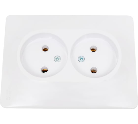 Двухместная розетка Systeme Electric СП Glossa 16А IP20 без заземлением, белая GSL000120