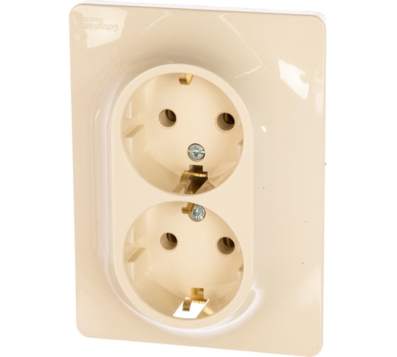 Двухместная розетка Systeme Electric СП Glossa с заземлением, в сборе бежевая GSL000224