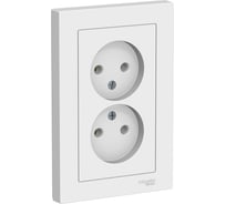 Двухместная розетка Systeme Electric ATLAS DESIGN без заземления 16А в сборе белая ATN000120