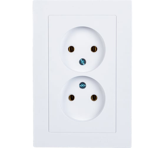 Двухместная розетка Systeme Electric ATLAS DESIGN без заземления 16А в сборе белая ATN000120
