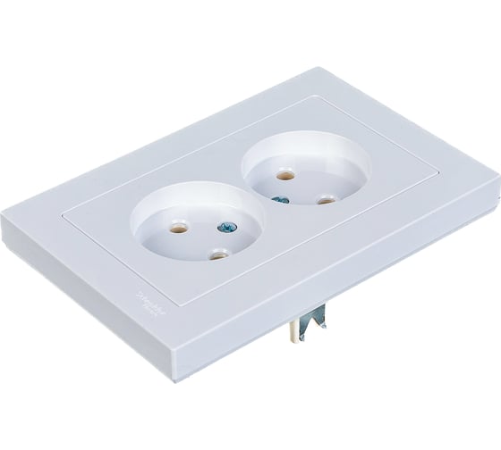 Двухместная розетка Systeme Electric ATLAS DESIGN без заземления 16А в сборе белая ATN000120