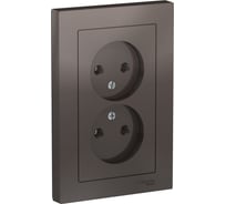 Двухместная розетка Systeme Electric ATLAS DESIGN без заземления 16А в сборе мокко ATN000620