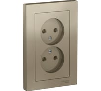 Двухместная розетка Systeme Electric ATLAS DESIGN без заземления 16А в сборе шампань ATN000520