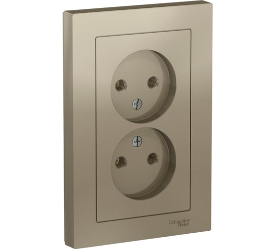 Двухместная розетка Systeme Electric ATLAS DESIGN без заземления 16А в сборе шампань ATN000520