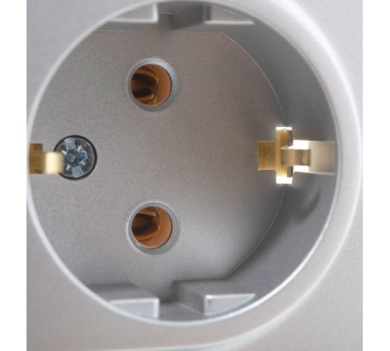 Двухместная розетка Systeme Electric ATLAS DESIGN с заземлением 16А в сборе алюминий ATN000324