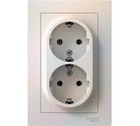 Двухместная розетка Systeme Electric ATLAS DESIGN с заземлением 16А в сборе жемчуг ATN000424