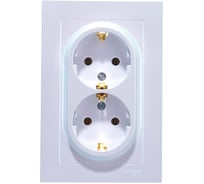 Двухместная розетка Systeme Electric ATLAS DESIGN с заземлением 16А в сборе жемчуг ATN000424 15873841