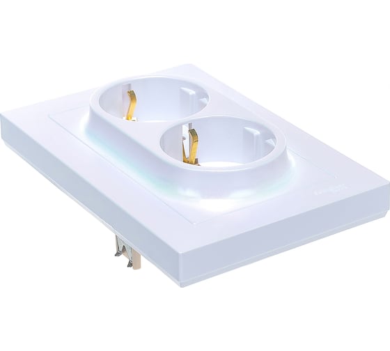 Двухместная розетка Systeme Electric ATLAS DESIGN с заземлением 16А в сборе жемчуг ATN000424
