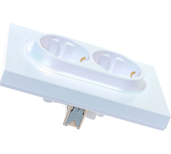 Двухместная розетка Systeme Electric ATLAS DESIGN с заземлением 16А в сборе жемчуг ATN000424