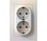 Двухместная розетка Systeme Electric ATLAS DESIGN с заземлением 16А в сборе жемчуг ATN000424 1