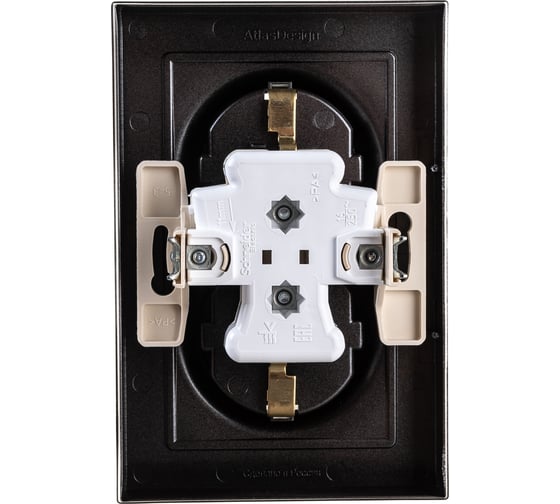 Двухместная розетка Systeme Electric ATLAS DESIGN с заземлением 16А в сборе мокко ATN000624