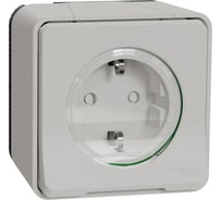 Розетка ОП Systeme Electric Mureva Styl защ. шторки с заземлением IP55 белая MUR39034