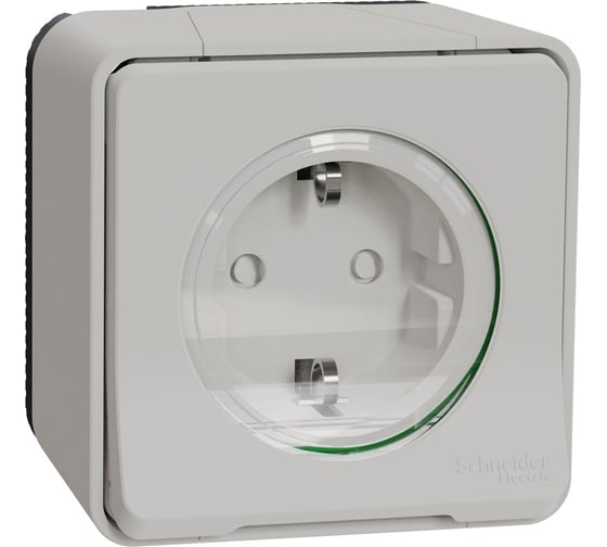 Розетка ОП Systeme Electric Mureva Styl защ. шторки с заземлением IP55 белая MUR39034