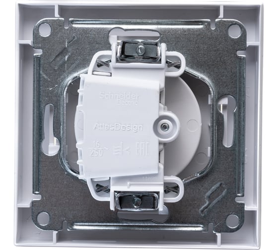Розетка Systeme Electric ATLAS DESIGN без заземления 16А в сборе белая ATN000140