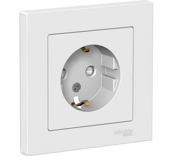 Розетка Systeme Electric ATLAS DESIGN с заземлением, защ. шторки 16А в сборе белая ATN000144