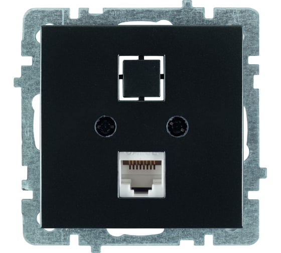 Механизм 1-местной компьютерной розетки Nilson СУ, RJ45 САТ6, TOURAN-ALEGRA-THOR, metallic, матовый черный 24380445 1