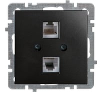 Механизм 2-местной компьютерной розетки Nilson СУ, RJ45 САТ6, TOURAN-ALEGRA-THOR, metallic, матовый черный 24380447
