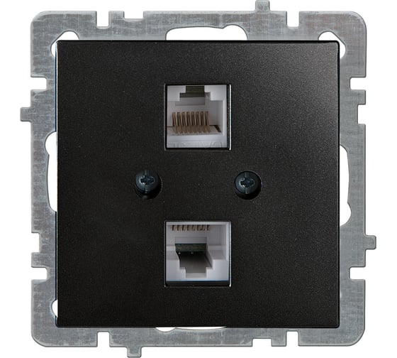 Механизм 2-местной компьютерной розетки Nilson СУ, RJ45 САТ6, TOURAN-ALEGRA-THOR, metallic, матовый черный 24380447