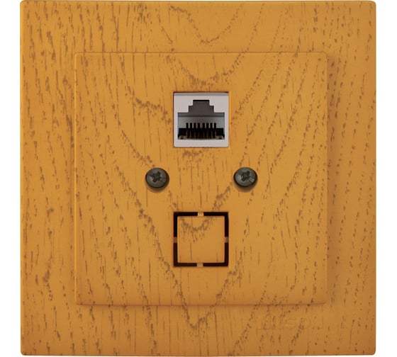 1-местная компьютерная розетка Nilson СУ, RJ45 CAT6, TOURAN WOOD, дуб 24251045 1