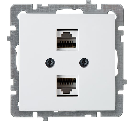 Механизм 2-местной компьютерной розетки Nilson СУ, RJ45 CAT6, TOURAN-ALEGRA-THOR, белый 24110447 1