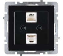 Механизм 2-местной компьютерной розетки Nilson СУ, RJ45 САТ6, TOURAN-ALEGRA-THOR, metallic, черный глянец 24220447