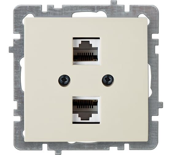 Механизм 2-местной компьютерной розетки Nilson СУ, RJ45 CAT6, TOURAN-ALEGRA-THOR, кремовый 24120447 1