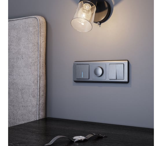 Одноклавишный выключатель Werkel WL04 SW 1G LED с подсветкой графит a046615