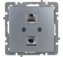 Механизм 2-местной компьютерной розетки Nilson СУ, RJ45 САТ6, TOURAN-ALEGRA-THOR, metallic, серебро 24130447