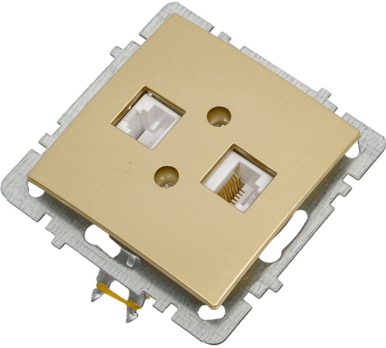 Механизм 2-местной компьютерной розетки Nilson СУ, RJ45 САТ6, TOURAN-ALEGRA-THOR, metallic, золото 24150447