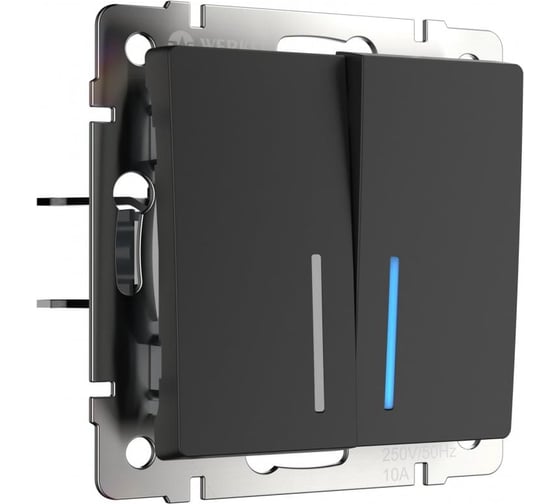 Двухклавишный выключатель Werkel WL08 SW 2G LED с подсветкой черный a029878