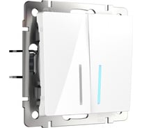 Двухклавишный выключатель Werkel WL01-SW-2G-LED с подсветкой белый a030768