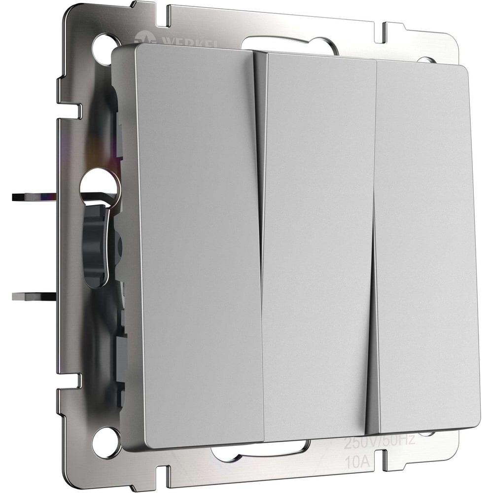 Трехклавишный выключатель Werkel WL06-SW-3G серебро a033751 - выгодная ...