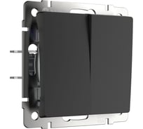 Двухклавишный выключатель Werkel WL08 SW 2G черный матовый a029873