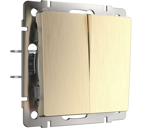 Двухклавишный проходной выключатель Werkel WL10-SW-2G-2W шампань риф a035613 1