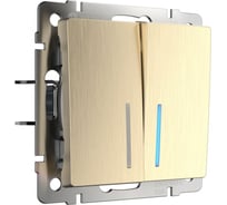 Двухклавишный проходной выключатель Werkel WL10 SW 2G 2W LED с подс a035617