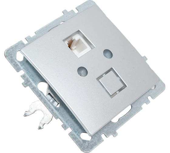 Механизм 1-местной компьютерной розетки Nilson СУ, RJ45 САТ6, TOURAN-ALEGRA-THOR, metallic, серебро 24130445