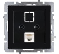 Механизм 1-местной компьютерной розетки Nilson СУ, RJ45 САТ6, TOURAN-ALEGRA-THOR, metallic, черный глянец 24220445