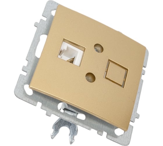 Механизм 1-местной компьютерной розетки Nilson СУ, RJ45 САТ6, TOURAN-ALEGRA-THOR, metallic, золото 24150445