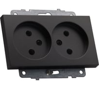 Механизм 2-ой розетки без заземления Ovivo QUANTUM, черный металлик 600-000317-908