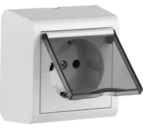 Розетка с заземлением Ovivo NIVO, шторки, крышка, ОУ, белый, 402-010000-243