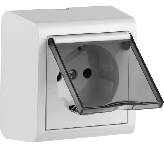 Розетка с заземлением Ovivo NIVO, шторки, крышка, ОУ, белый, 402-010000-243 1