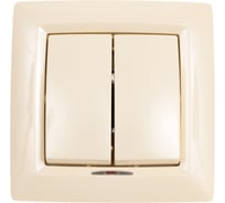 Выключатель ООО МПО Электротехника скрытой установки 2 клавишный с подсветкой, слоновая кость 1554