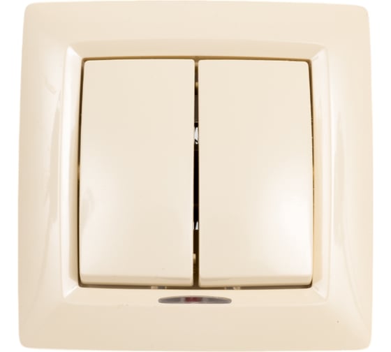 Выключатель ООО МПО Электротехника скрытой установки 2 клавишный с подсветкой, слоновая кость 1554 1