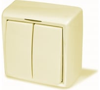 Выключатель ООО МПО Электротехника открытой установки 2 клавишный с подсветкой, слоновая кость 1550