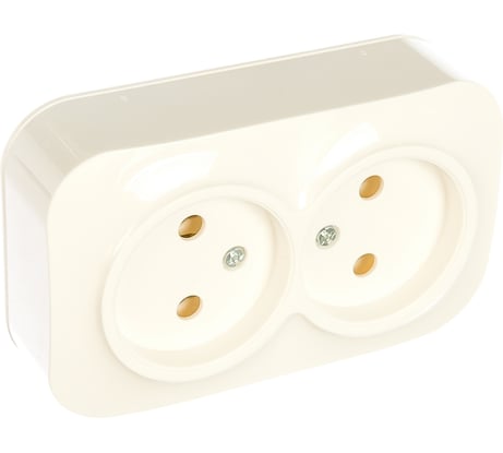 Двухместная розетка IONICH б/з, о/у, 16А, 220В, белая еврослот 1417