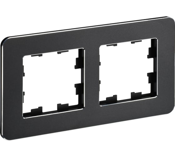 2-местная рамка IEK Brite ру-2-1-бр металл черный re BR-M22-M-01-K02 1